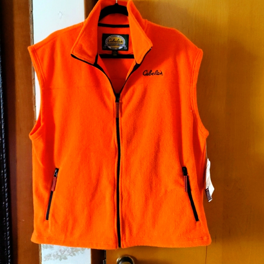 Cabela's blaze orange fleece vest. Sz L
